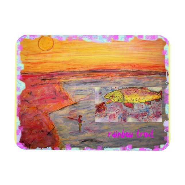 Ímã arte da truta arco-íris (Horizontal)