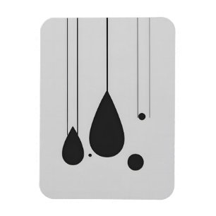 Ímã Arte de Abstrato branco e preto minimalista