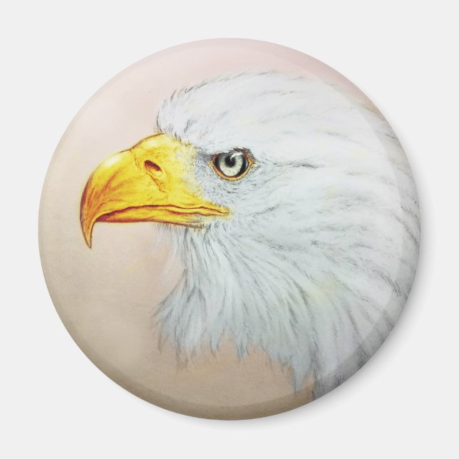 Imã Arte de animais branca e amarela, ímã redondo - Ág (Frente)