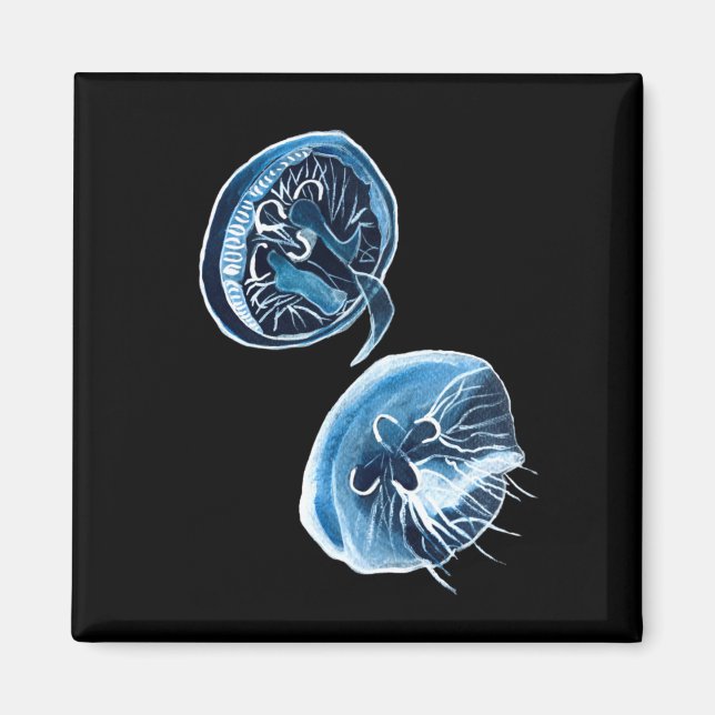 Imã arte de aquarela de águas-vivas lunares (Frente)