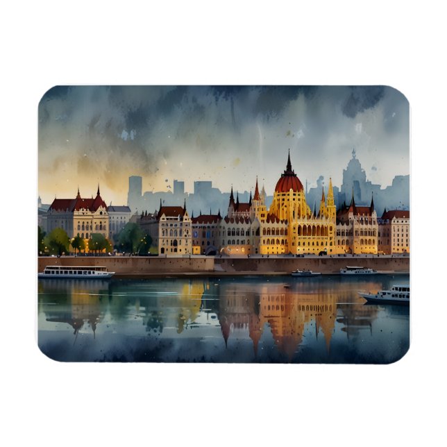 Ímã Arte de aquarela de Budapeste (Horizontal)