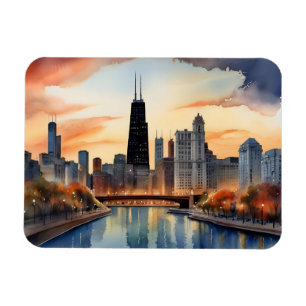 Ímã arte de aquarela de Chicago