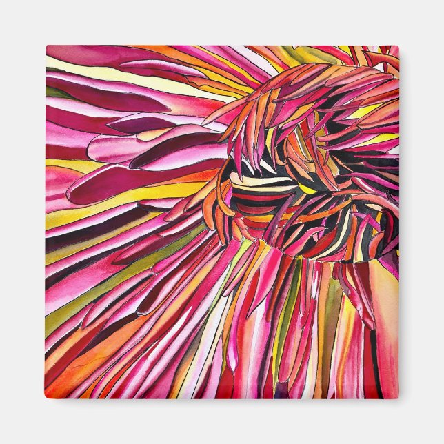 Imã Arte de aquarela de crisântemo flor (Frente)