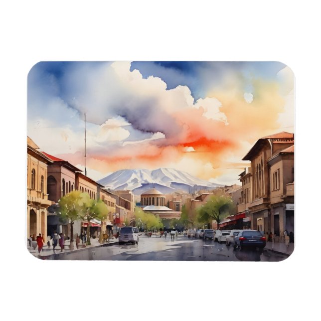Ímã Arte de aquarela de Eerevan (Horizontal)