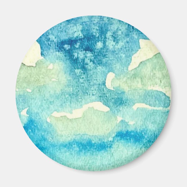 Imã Arte de Aquarela de Nuvens (Frente)