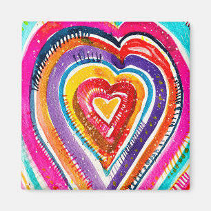 Imã Arte de aquarela do Heart Boho