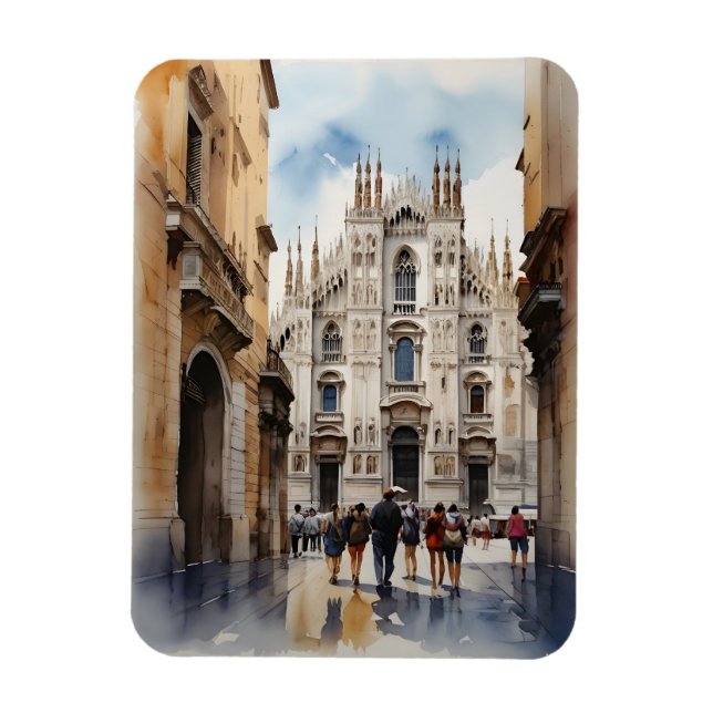Ímã Arte de aquarela Milão (Vertical)