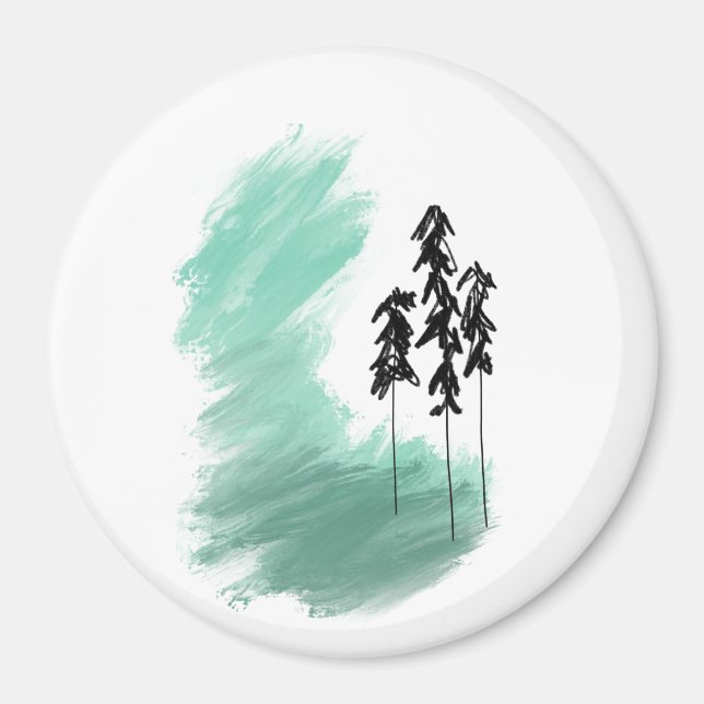 Imã arte de árvore verde escandinava simples moderno m (Frente)