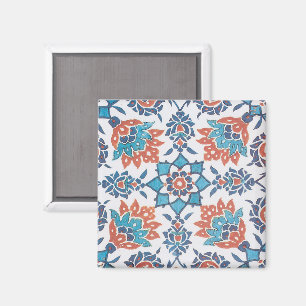 Imã Arte de Azulejo de Milho Azul Vermelho de Delft