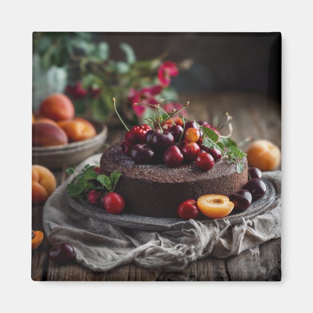 Imã Arte de Bolo de Chocolate de Verão (Frente)
