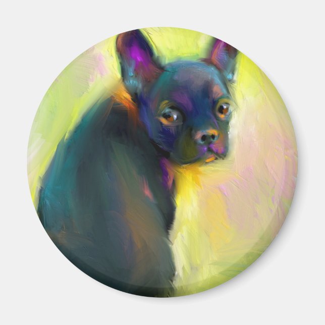 Imã Arte de cachorrinho francês (Frente)