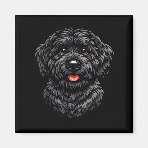 Imã arte de cachorro labradoodle preto fofo para