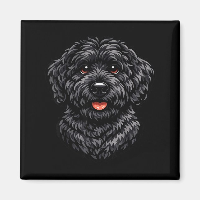 Imã arte de cachorro labradoodle preto fofo para (Frente)