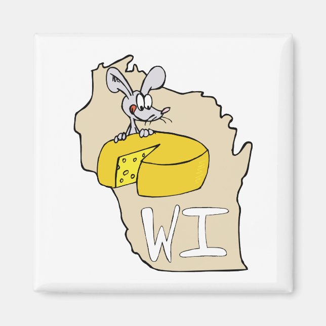 Imã Arte de Cartografia de Mouse WI em Wisconsin e Que (Frente)