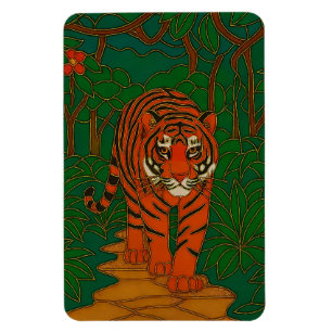 Ímã Arte de Cloisonne Tigre no Caminho da Selva