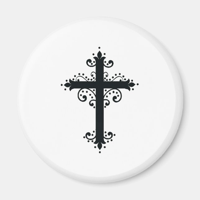Imã Arte de Cruz Talhada Ornamentada Premium (Frente)