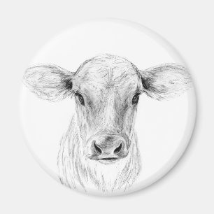 Imã Arte de desenho a lápis de vaca Jersey