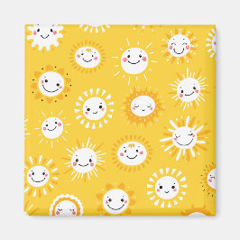 Imã Arte de desenho do sol sorridente