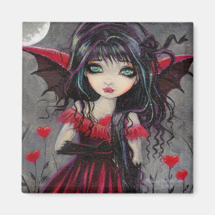 Imã Arte de Fada Vampira Gótica Coração Vermelho Fofo