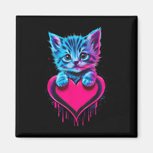 Imã Arte de Falha de Luz Negra Engraçada Gato Fofinho 
