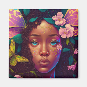 Imã Arte de Fantasia de Fada Negra Africana-Americana