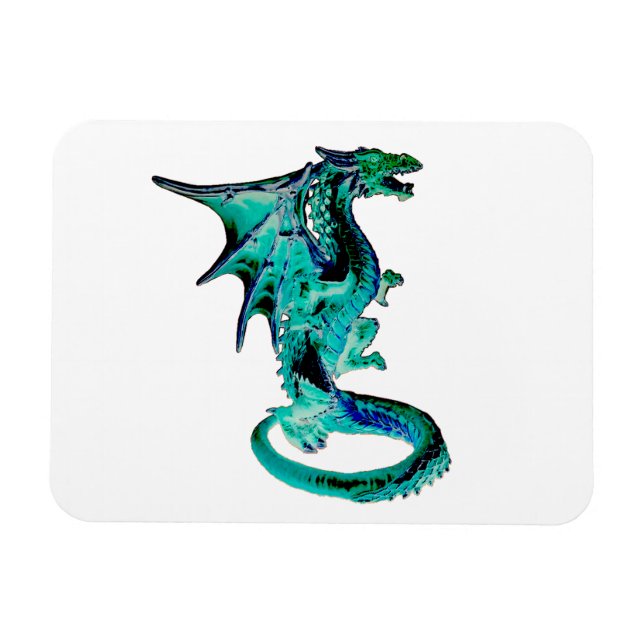 Ímã Arte de Fera Fantástica do Dragão Azul do Mar Míst (Horizontal)