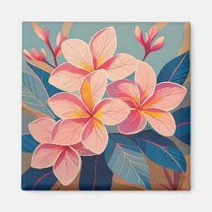 Imã Arte de flor de plumeria rosa tropical