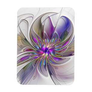 Ímã Arte de Floral Fractal Abstrata Colorida e Energét