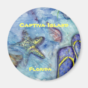Imã Arte de Florida da aguarela da ilha de Captiva