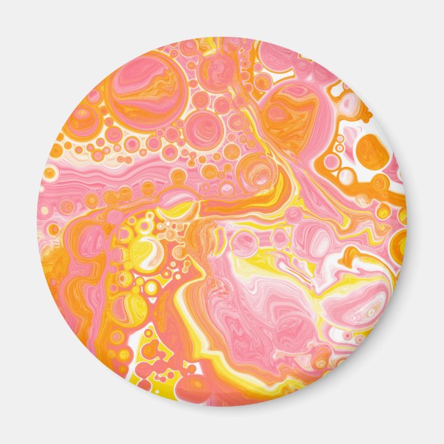 Imã Arte de Fluidos Rosa e Laranja (Frente)