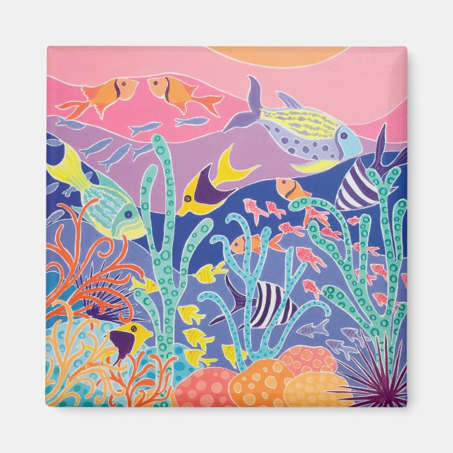 Imã Arte de Fridge: Nadadores Stripy (Frente)