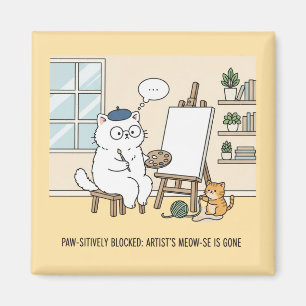 Imã Arte de Gato Branco Divertido Bloco de Estúdio Kit