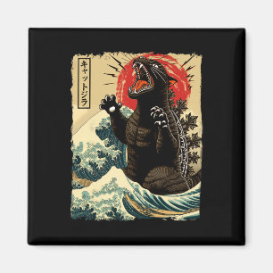 Imã Arte de Gato Catzilla Gato Engraçado Japonês Para