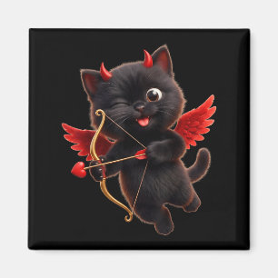 Imã Arte de Gato Cupido Diabo Cute Anjo Demônio Gato E