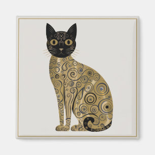 Imã Arte de Gato Preto Decorativo Dourado no Estilo Gu