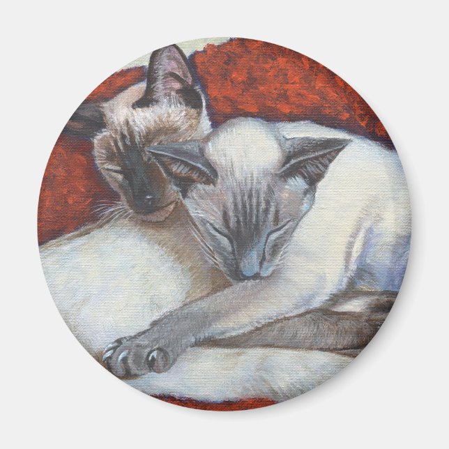 Imã Arte de Gatos Siameses Dormindo (Frente)