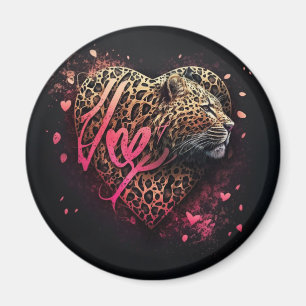 Imã Arte de Grafite de Amor Coração de Leopardo