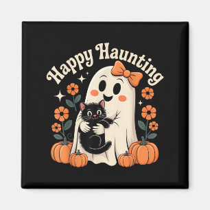 Imã Arte de Halloween de Fantasma Assombrando Feliz e