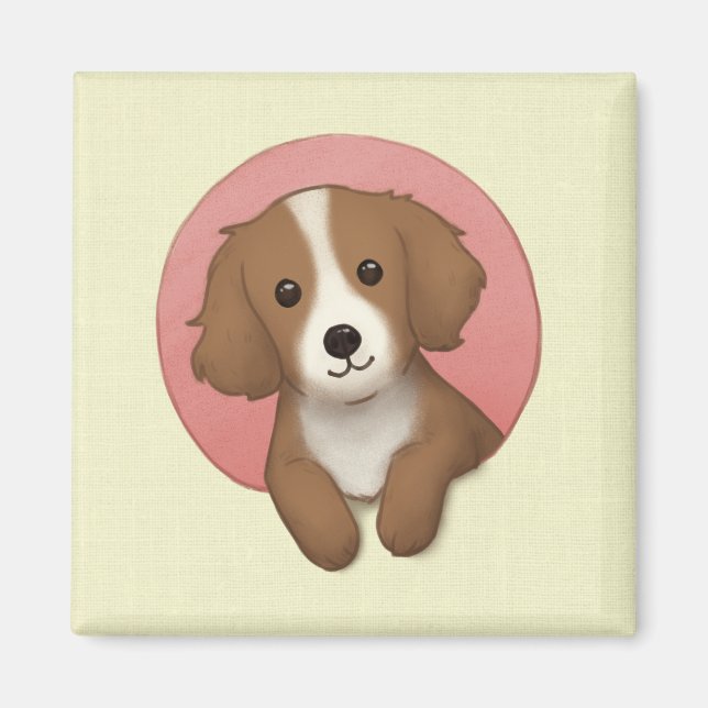 Imã Arte de Ilustração de Cachorro Bonito (Frente)
