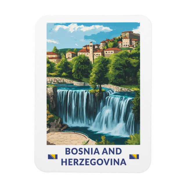 Ímã Arte de Ilustração Jajce da Bósnia e Herzegovina (Vertical)