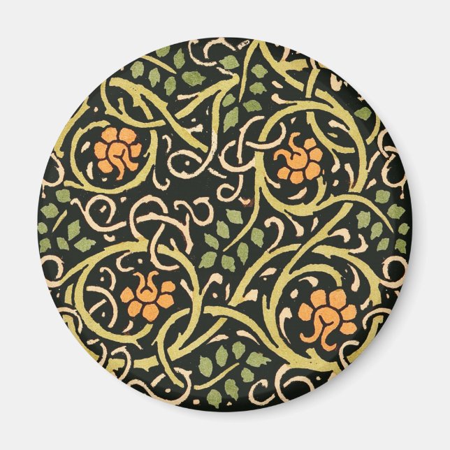 Imã Arte de impressão de design floral preto de Willia (Frente)