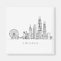 Arte de linha da paisagem de Chicago minimalista