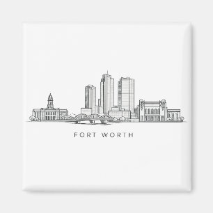 Imã Arte de Linha da Silhueta Minimalista de Fort Wort