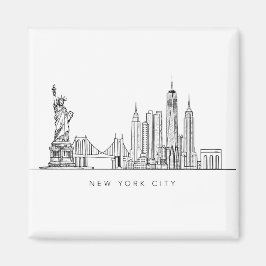 Imã Arte de Linha da Silhueta Minimalista de Nova York