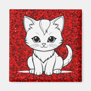 Imã Arte de Linha de Gatinho de Gato Estilizado-52315