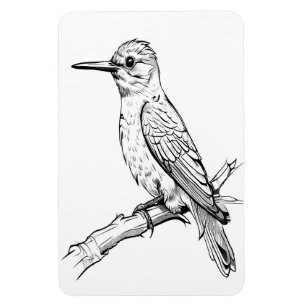 Ímã Arte de Linha de Ilustração de Pássaros Minimalist