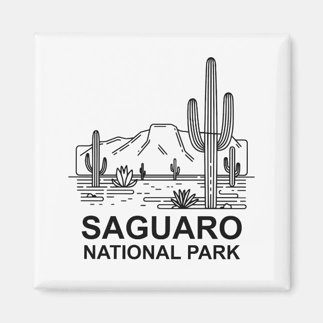 Imã Arte de Linha Mínima do Parque Nacional do Saguaro (Frente)
