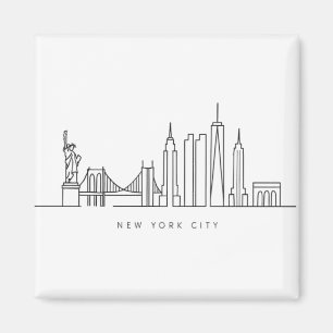 Imã Arte de Linha Minimalista do Horizonte de Nova Yor