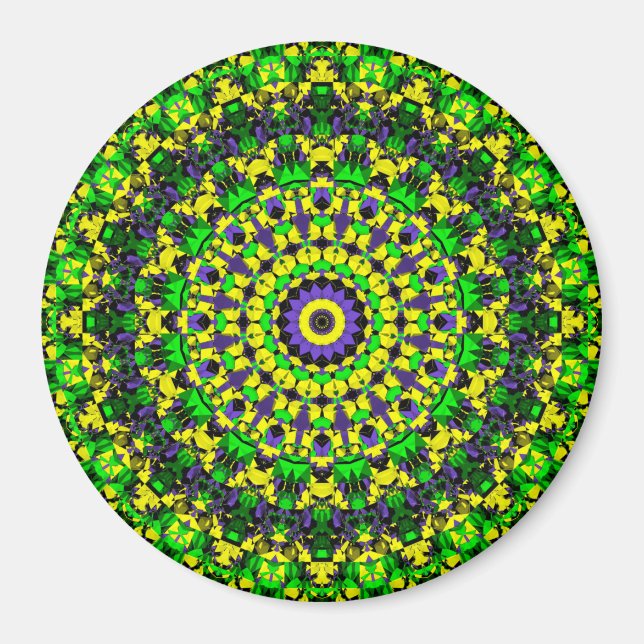 Imã Arte de Mandala Colorido Groovy Retro Hippie Tripp (Frente)