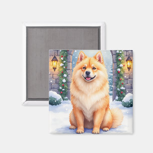 Imã Arte de Natal do Chow Chow no Pátio de Pedra Nevad